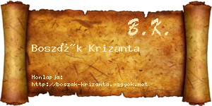 Boszák Krizanta névjegykártya
